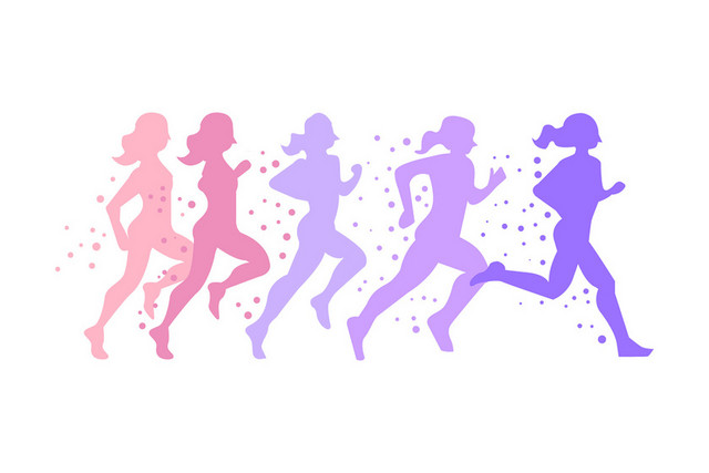 简约蓝色渐变跑步健身比赛宣传活动人物剪影素材