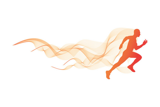 简约橙色跑步比赛宣传活动人物剪影素材
