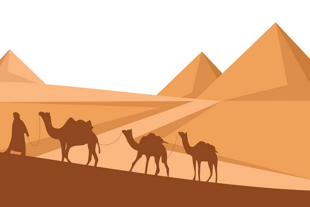 行走在沙漠中的骆驼免抠图