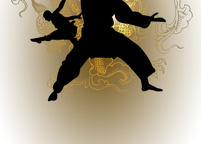 武术健身黑色中国风人物素材