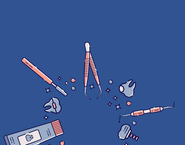 简约风牙齿口腔卫生工具免抠图