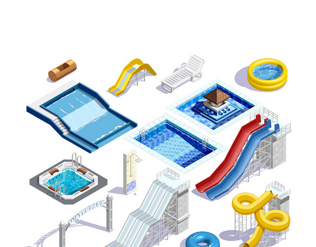 3D水上乐园设施泳池滑梯素材
