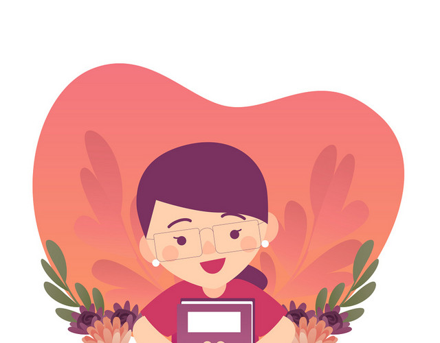 卡通人物老师抱着课本教师节矢量素材