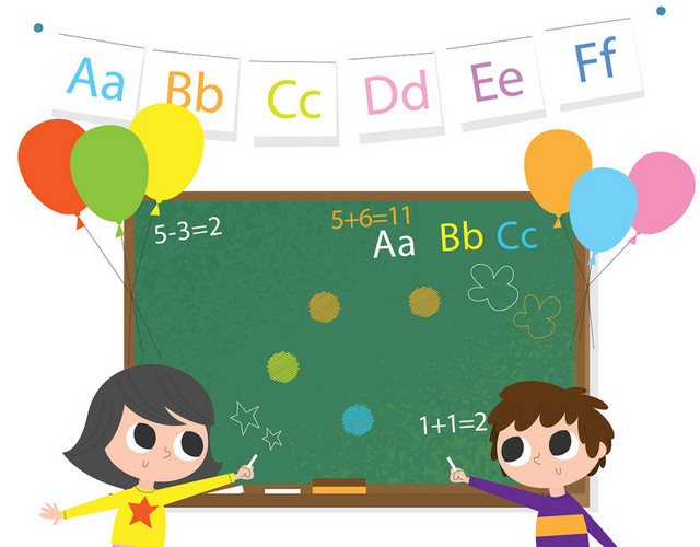 卡通人物学生为老师庆祝教师节矢量素材