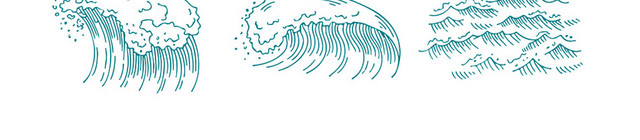 简约手绘水浪水花蓝色浪花素材