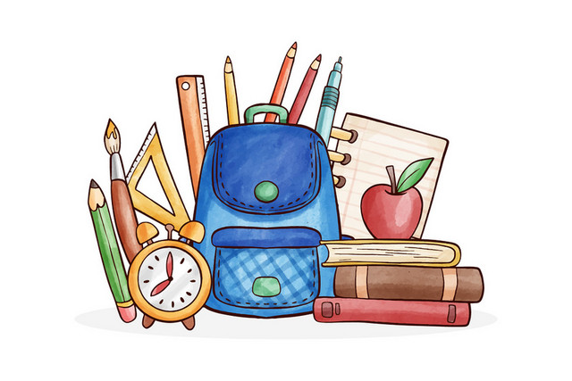 书包铅笔学习用品学习工具文具开学季素材