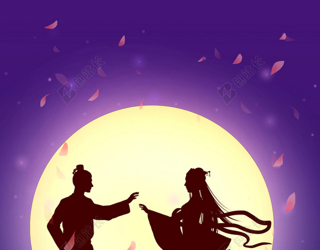 七夕情人节夜晚牛郎织女鹊桥相见背景
