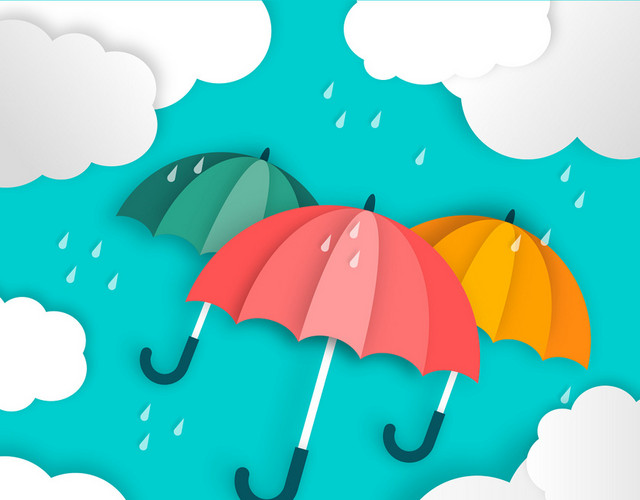 雨伞夏天下雨雨水雨季乌云素材