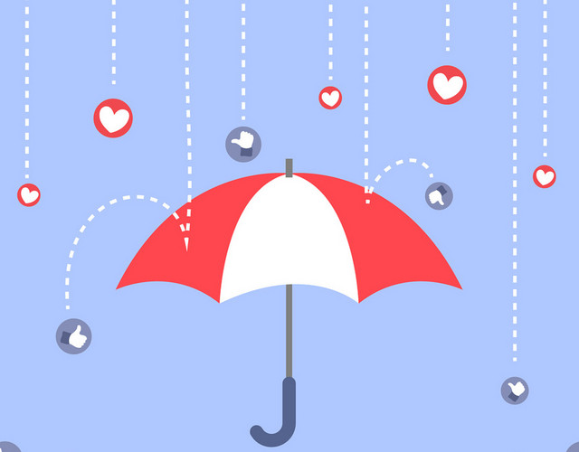 简约彩色雨伞夏天下雨雨水雨季爱心素材