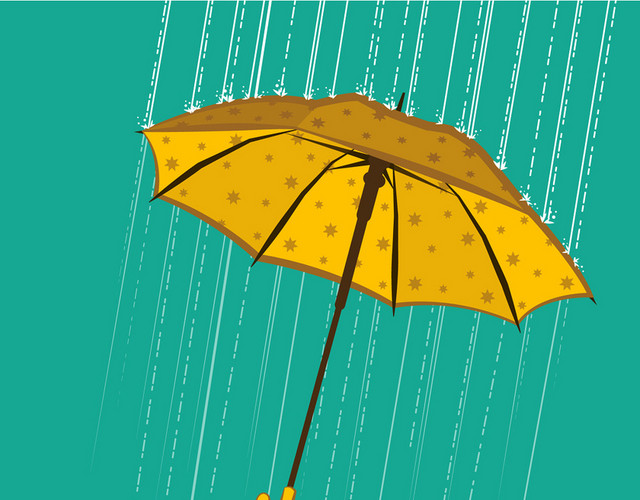 简约黄色雨伞夏天下雨雨水雨季素材