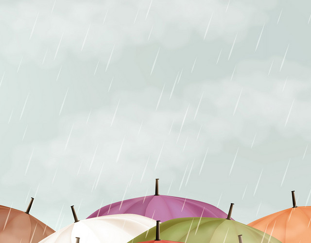 简约彩色雨伞夏天下雨雨水雨季素材