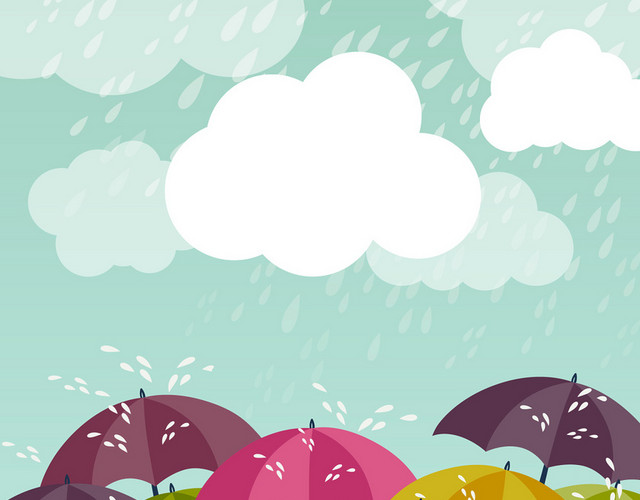 简约彩色雨伞夏天下雨雨水雨季乌云暴雨素材