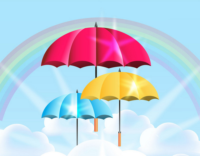 彩色雨伞夏天彩虹素材