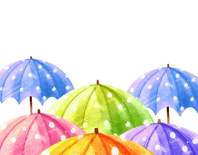 手绘雨伞夏天下雪雪花素材