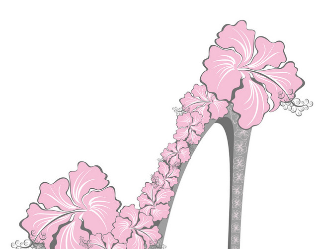 粉色花朵女式鞋鞋帽免抠图