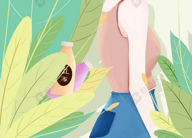 小清新手绘美容背景插画