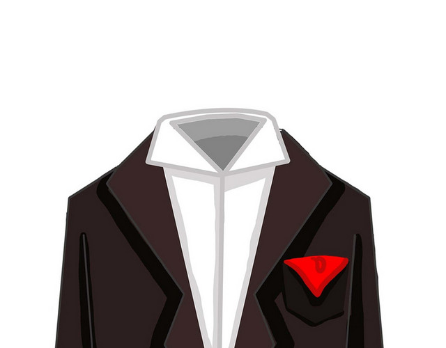 服装男装深棕色卡通西装素材