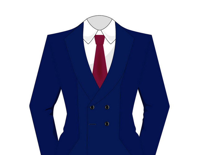 蓝色简约服装男装修身西装素材
