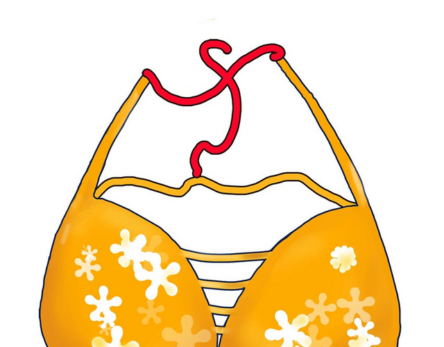 服装内衣黄色手绘泳衣素材