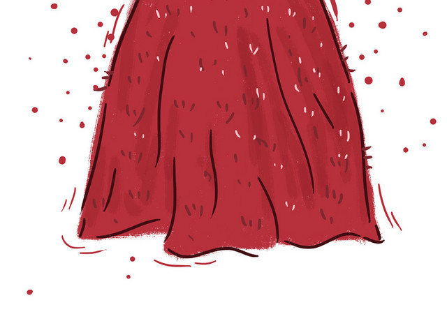 手绘红色晚礼服服装女装免扣素材
