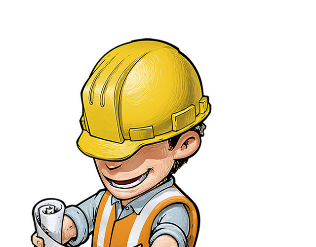 卡通装修工人免扣素材