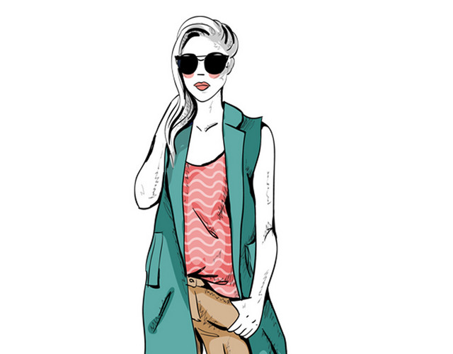 手绘时尚夏季服装女装免扣素材
