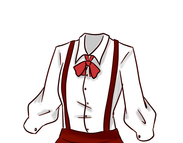 红色背心裙套装卡通服装女装免扣素材