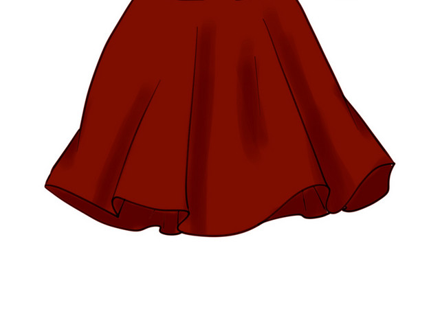 红色背心裙套装卡通服装女装免扣素材