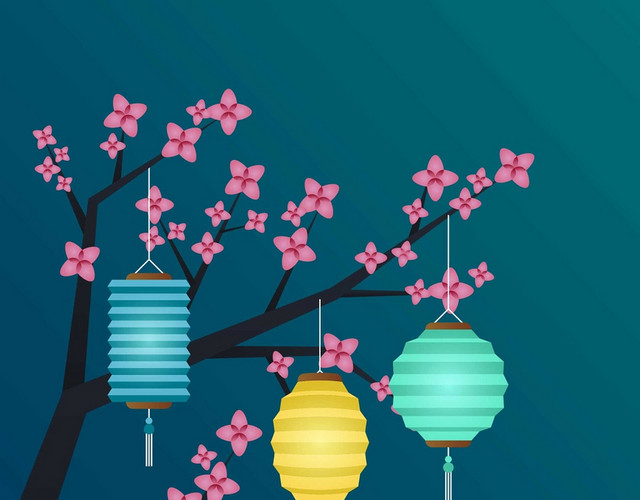 梅花灯笼中秋传统文化素材