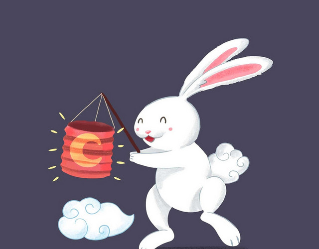 灯笼兔子中秋传统文化素材