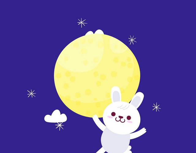 兔子月亮中秋传统文化素材