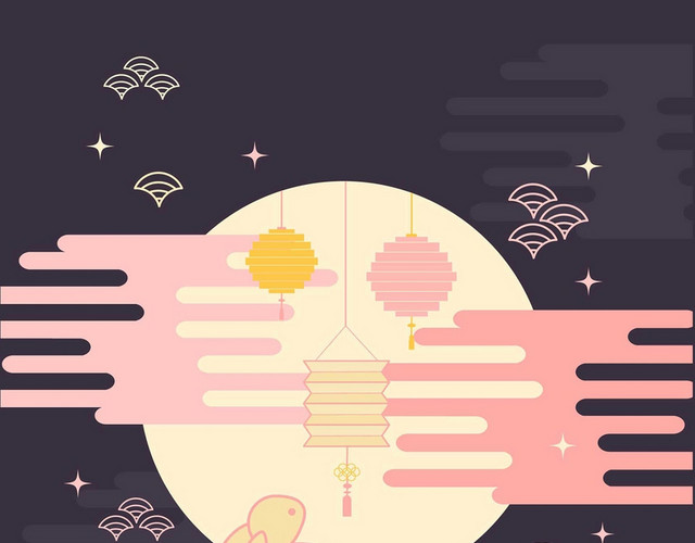 月亮祥云中秋传统文化素材