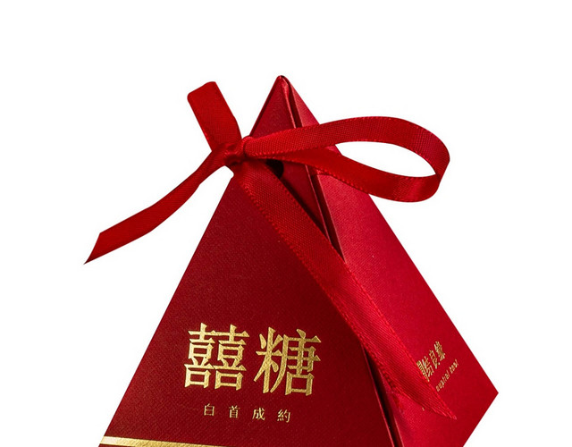 婚庆中式婚礼喜庆红色简约喜糖盒素材