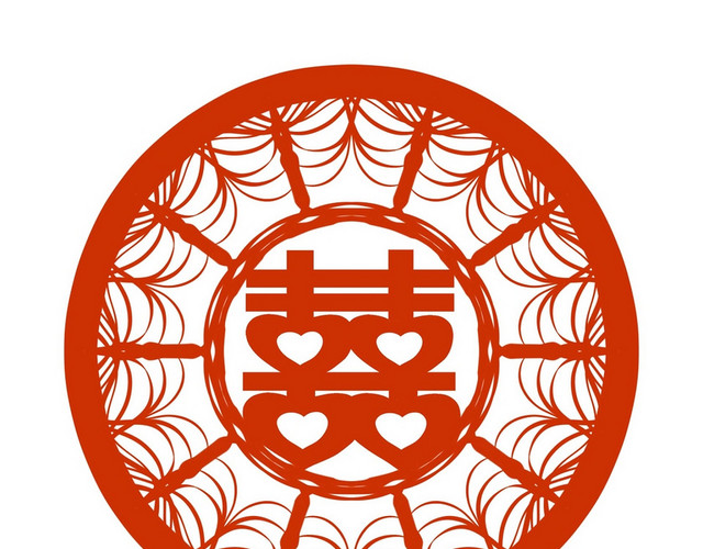婚庆中式婚礼喜庆红色喜字剪纸素材