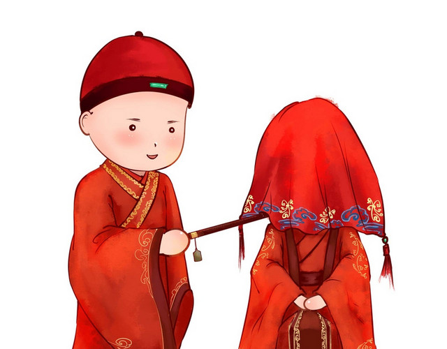 婚庆中式婚礼喜庆红色新郎新娘素材