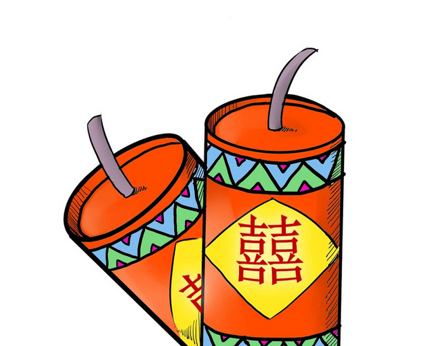 中式婚礼红色喜庆炮竹素材