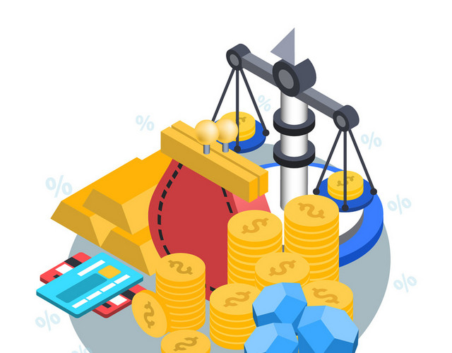 立体金融理财投资金钱天枰素材