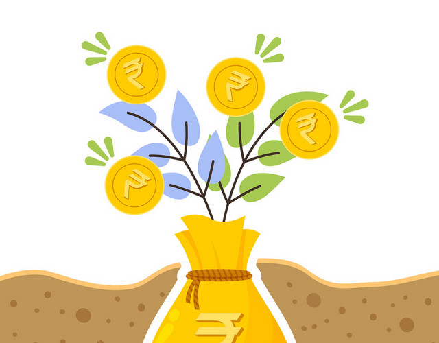 简约卡通金融理财投资钱币金币素材