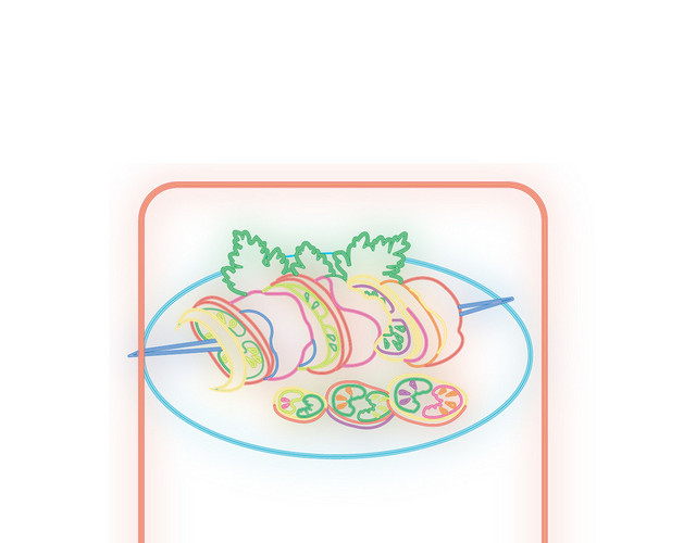美食烧烤霓虹灯PNG素材