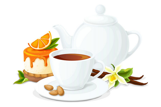 简约白色饮品茶饮茶茶杯茶壶素材