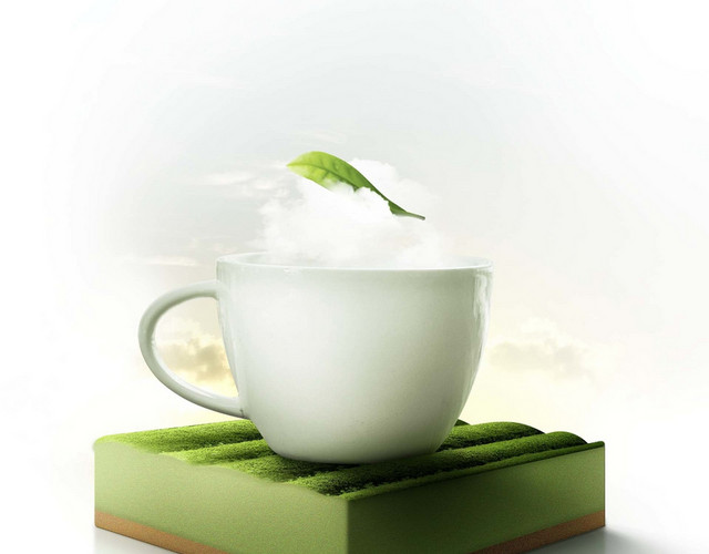 茶饮简约绿茶茶叶素材