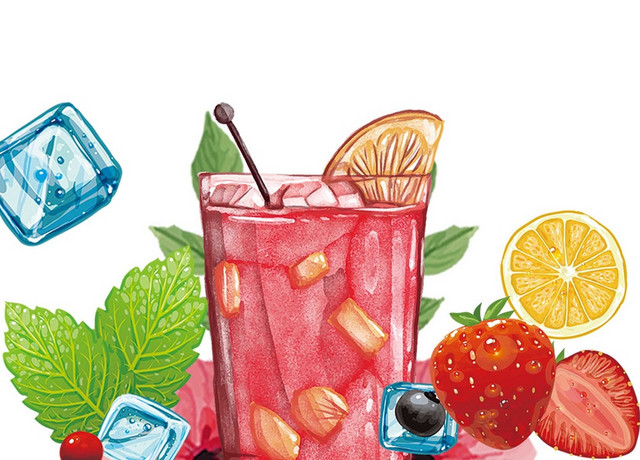 饮品饮料果汁水果边框素材