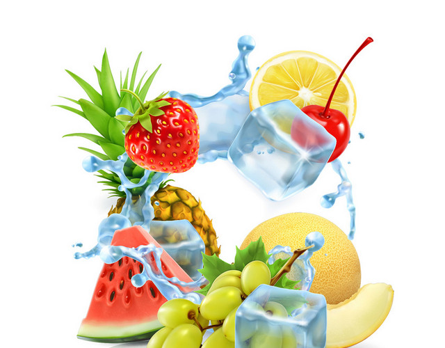 简约食品水果葡萄西瓜草莓菠萝素材