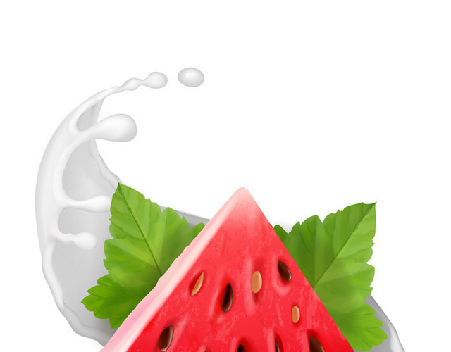 简约食品水果西瓜牛奶素材