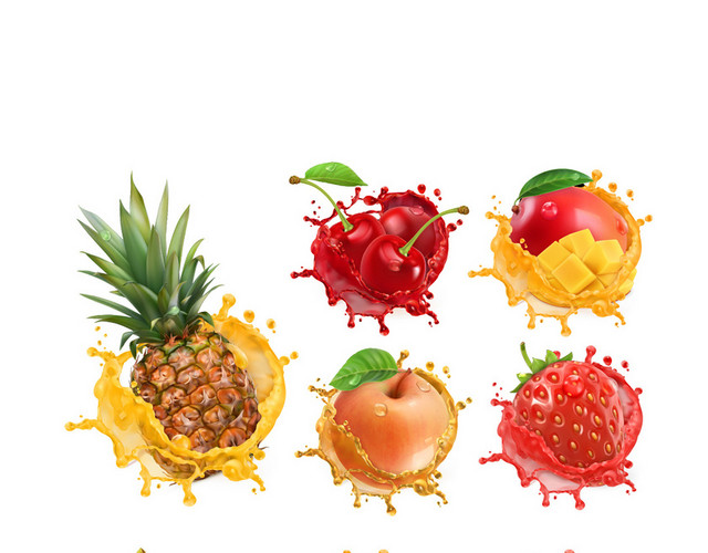 简约食品水果菠萝苹果香蕉西瓜素材