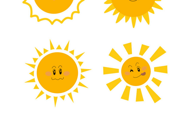卡通黄色可爱太阳图案素材
