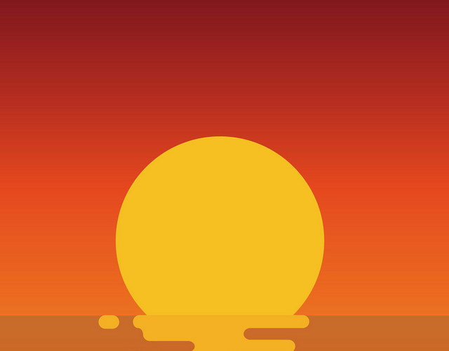简约黄色太阳落日夕阳矢量素材
