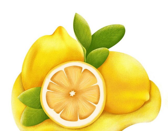 柠檬水果黄色手绘柠檬素材
