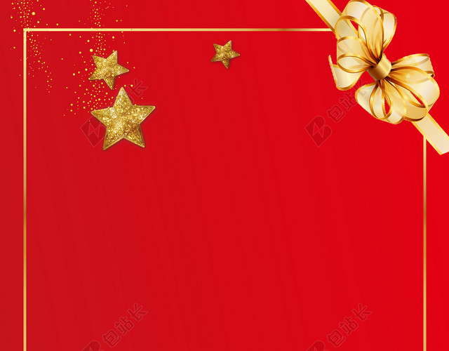 喜庆礼盒礼物丝带红色背景素材