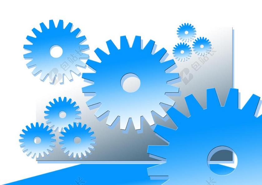 蓝色的齿轮图案背景图片